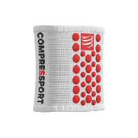 Photo Bandeaux poignet compressport sweatbands 3d dots paire blanc rouge