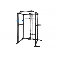 Photo Cage de musculation acier rack de musculation station de fitness noir bleu