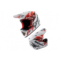 Photo Casque integral kenny decade graphic trash blanc rouge