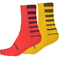 Photo Chaussettes endura coolmax grenade rouge jaune lot de 2 paires