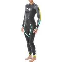 Photo Combinaison de triathlon femme tyr hurricane cat 2 noir jaune turquoise