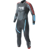 Photo Combinaison neoprene homme tyr categorie 3 wetsuit noir rouge bleu