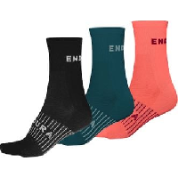 Photo Endura femme coolmax race 3 p sock ii noir orange vert