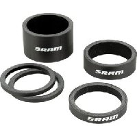 Photo Entretoises de direction sram carbon noir logo blanc 2 5 x2 5 10 et 20 mm