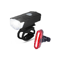 Photo Kit d eclairage led pour velo rechargeable par usb 300 et 120 lumens