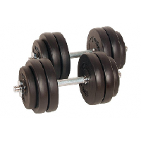 Photo Lot de 2 halteres courts poids 30 kg 2 x 15 kg avec disques set musculation fitness biceps