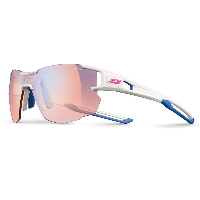 Photo Lunettes vélo femme photochromiques Julbo Aerolite Blanc Bleu blanc bleu