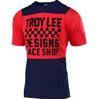 Photo Maillot manches courtes enfant troy lee designs skyline checkers rouge bleu