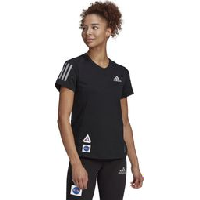 Photo Maillot manches courtes femme adidas run it space race soft noir