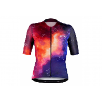 Photo Ozio maillot cycliste manches courtes constellation rouge femme coupe ajustee