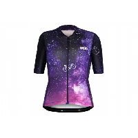 Photo Ozio maillot cycliste manches courtes constellation violet femme coupe ajustee