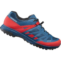 Photo Paire de chaussures vtt shimano et500 bleu rouge