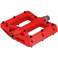 Photo Paire de pédales nylotrax rouges pour enduro/freeride corps en nylon axe cr-mo avec roulements étanches avec protection lsl t