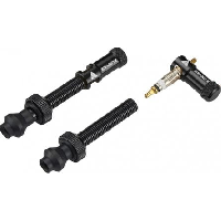 Photo Paire de valves tubeless granite design juicy nipple 80 mm avec bouchons demonte obus noir