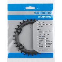 Photo Plateau vtt mono diam 96 exter 30dts noir 4 branches shimano mt610 12v