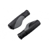 Photo Poignee velo caoutchouc rubber ergonomique noir gris avec bouchon 128mm pr