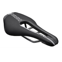 Photo Selle vélo route et VTT Pro Stealth Sport 142mm noir ajourée chromo blanc