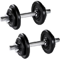 Photo Set de 2 halteres de musculation et poids en acier et fonte 2 x 10 kg