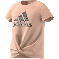 Photo T shirt fille adidas primegreen aeroready training dance move knotted metallic logo print