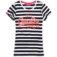 Photo T shirt superdry vintage logo stripe navy stripe