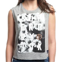 Photo Tee shirt sans manches gris photographic daisy vest top femme superdry