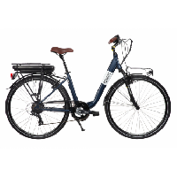 Photo Velo de ville electrique mixte bicyklet claude shimano tourney 7v 500 wh 700 mm bleu nuit mat marron