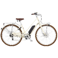Photo Vélo urbain électrique Electra Loft Go! 5i EQ Step-Thru 400 W Cream 2023 beige M freinage disque