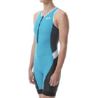 Photo combinaison triathlon tyr competitor turquoise gris blanc femme